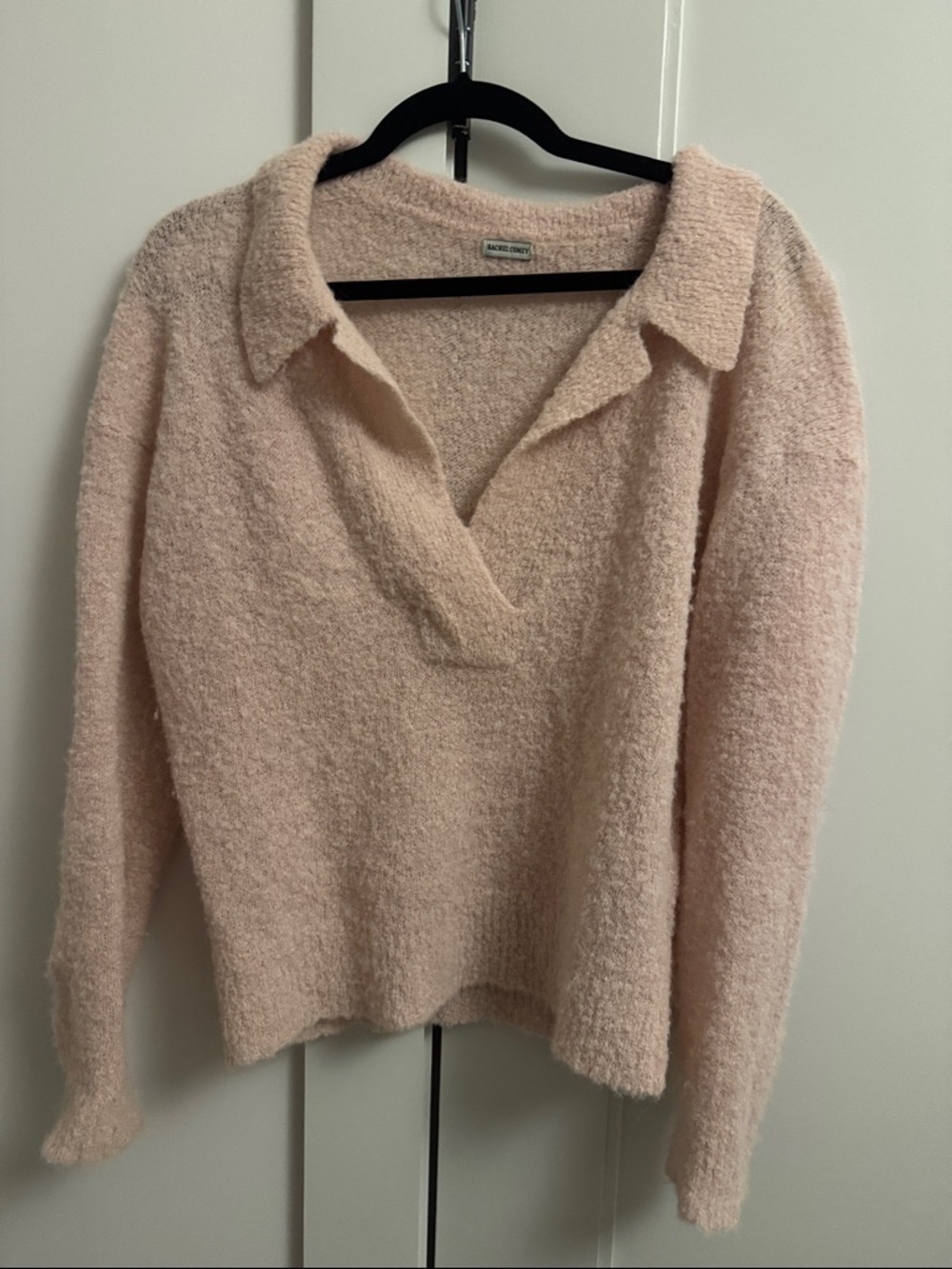 Rachel Comey Soft Bouclé V-Neck Sweater in Blush